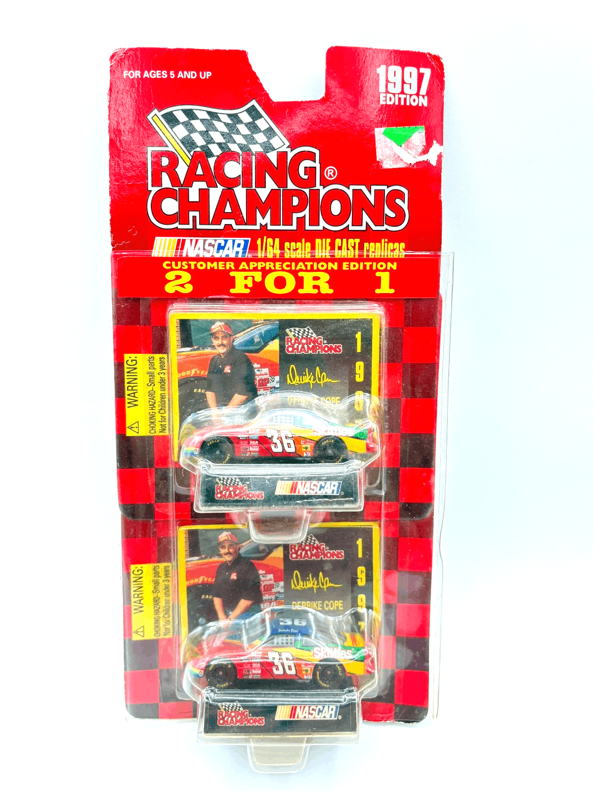 Vintage 1997 Sealed Racing Champions Die Cast Display Stand Card Derrick Cope