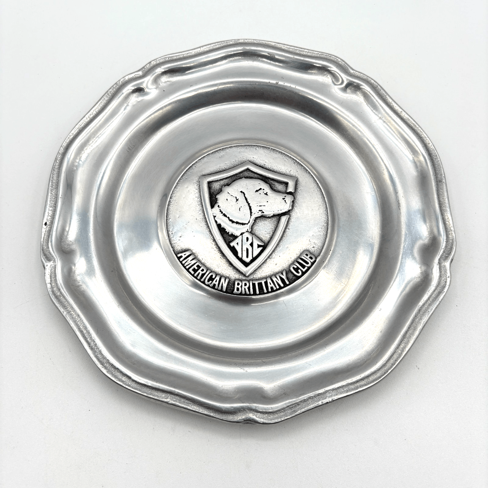 Vintage 7" Wilton Pewter 'American Brittany Club' Dish Trinket Tray Ashtray