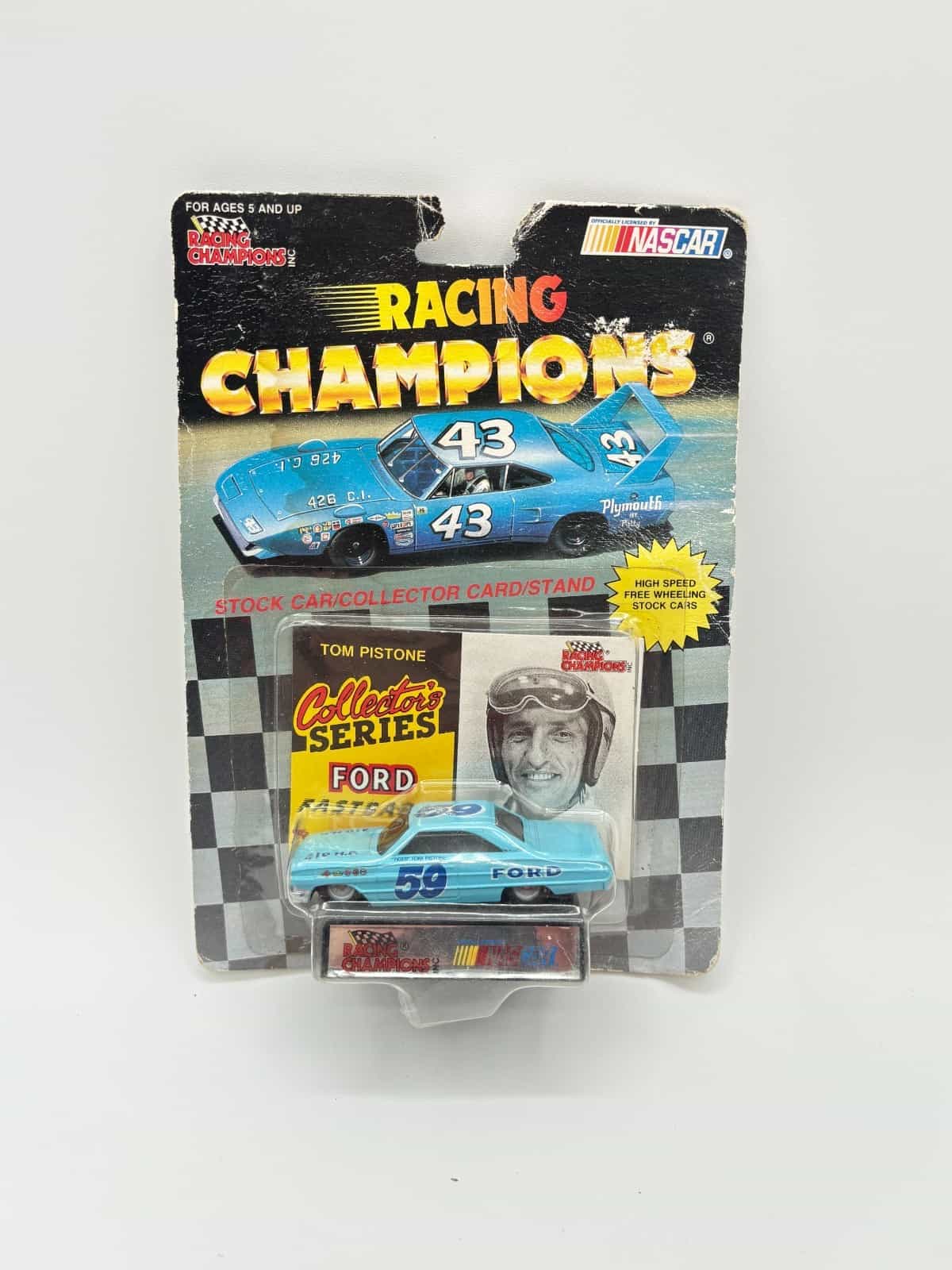Vintage 90's Sealed Racing Champions Die Cast, Display Stand & Card Tom Pistone