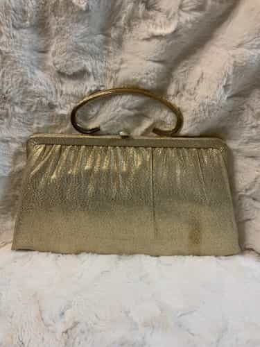 Vintage Harry Lavine HL USA Gold Clutch Evening Bag Purse Snap Closure 1960’s