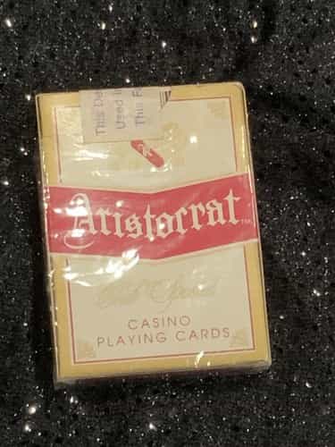 Vintage Reno HIlton Game Used Casino Playing Cards Gold/Tan Deck Aristocrat Club