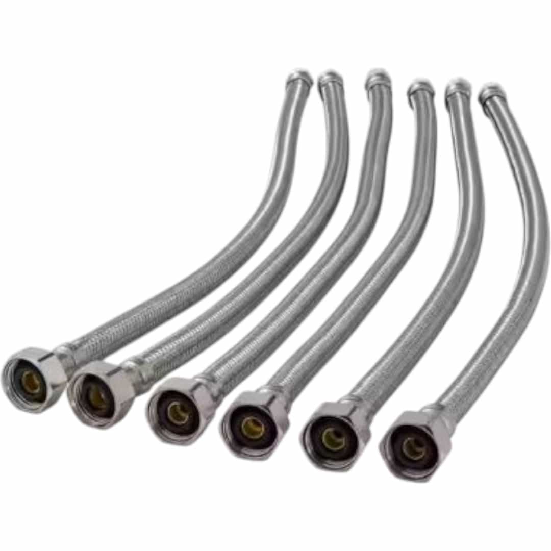 ProLine 496-003P6 3/8 in. Compression x 1/2 in. FIP x 20 in. Stainless Steel Faucet Supply Line (6-Pack)