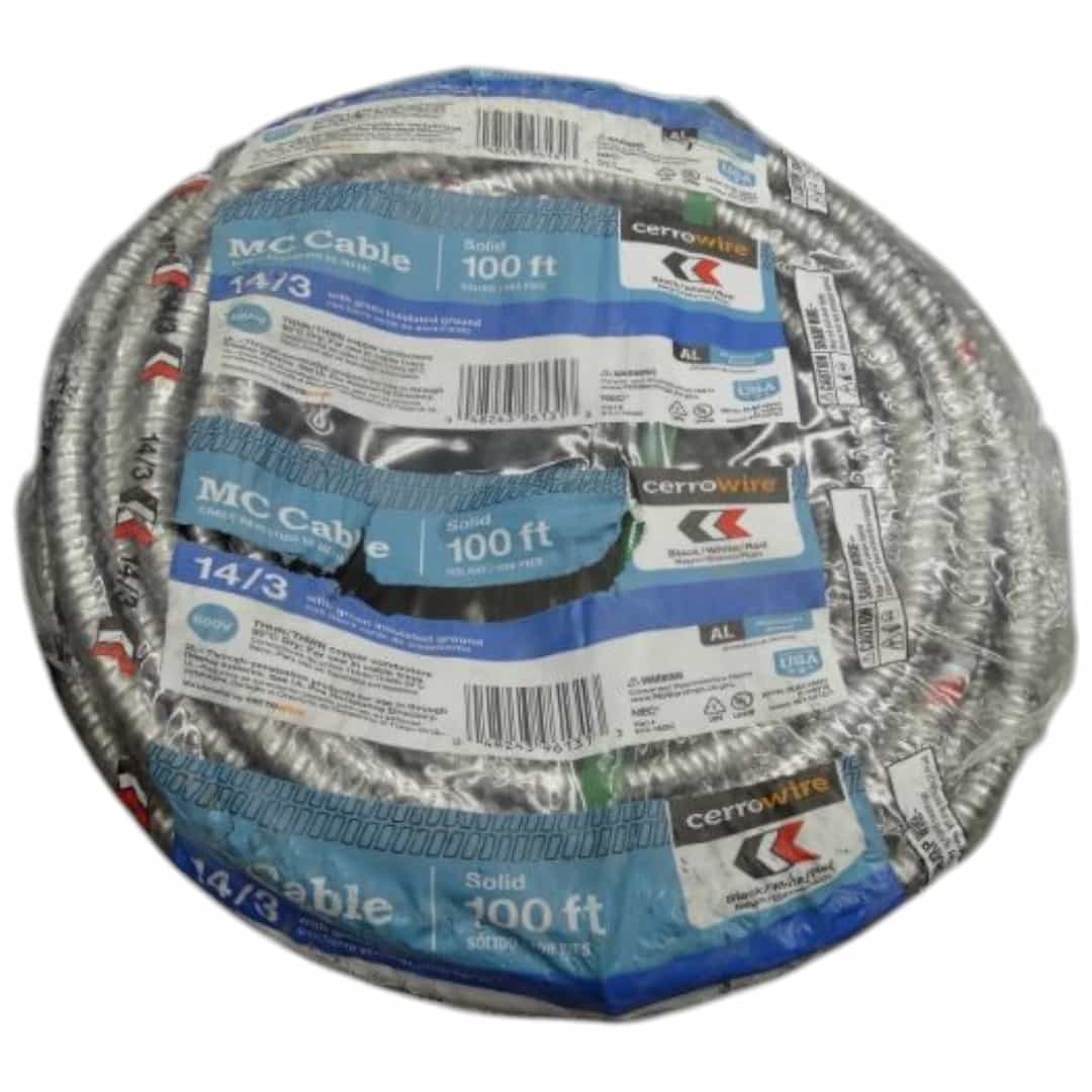 Cerrowire 6111-1403C 100 ft.​ 14/​3 Solid Copper MC (Metal Clad)​ Aluminum Armor Cable