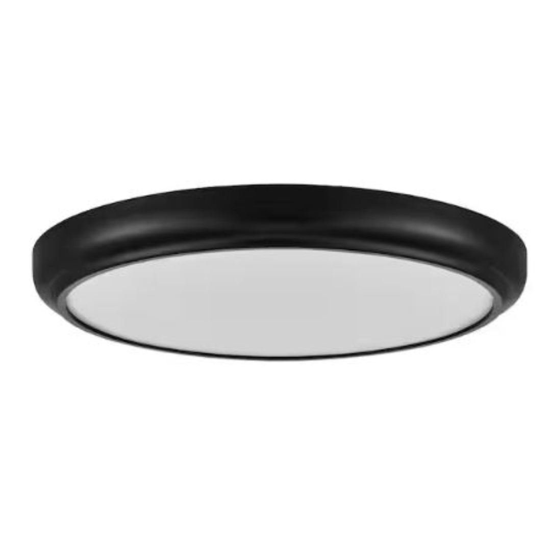 Commercial Electric C01011401A 15 in. White Round LED Flush Mount with Night Light and Interchangeable Black Trim 1500 Lumens Adjustable CCT Dimmable