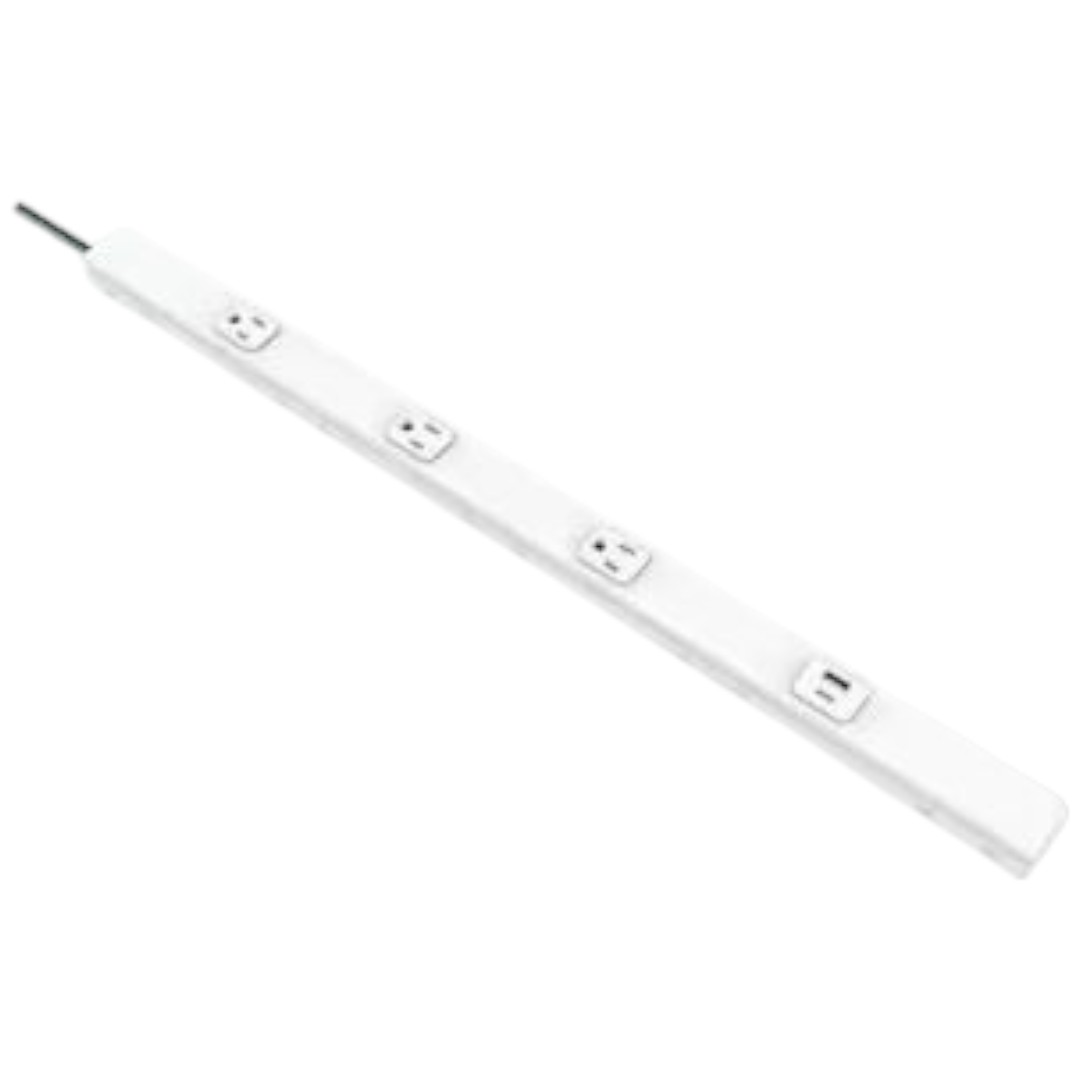 Commercial Electric LTS-3Z1260-2U-C Cordless 24 in. 3-Outlet Power Strip with 1 USB-A and 1 USB-C, White