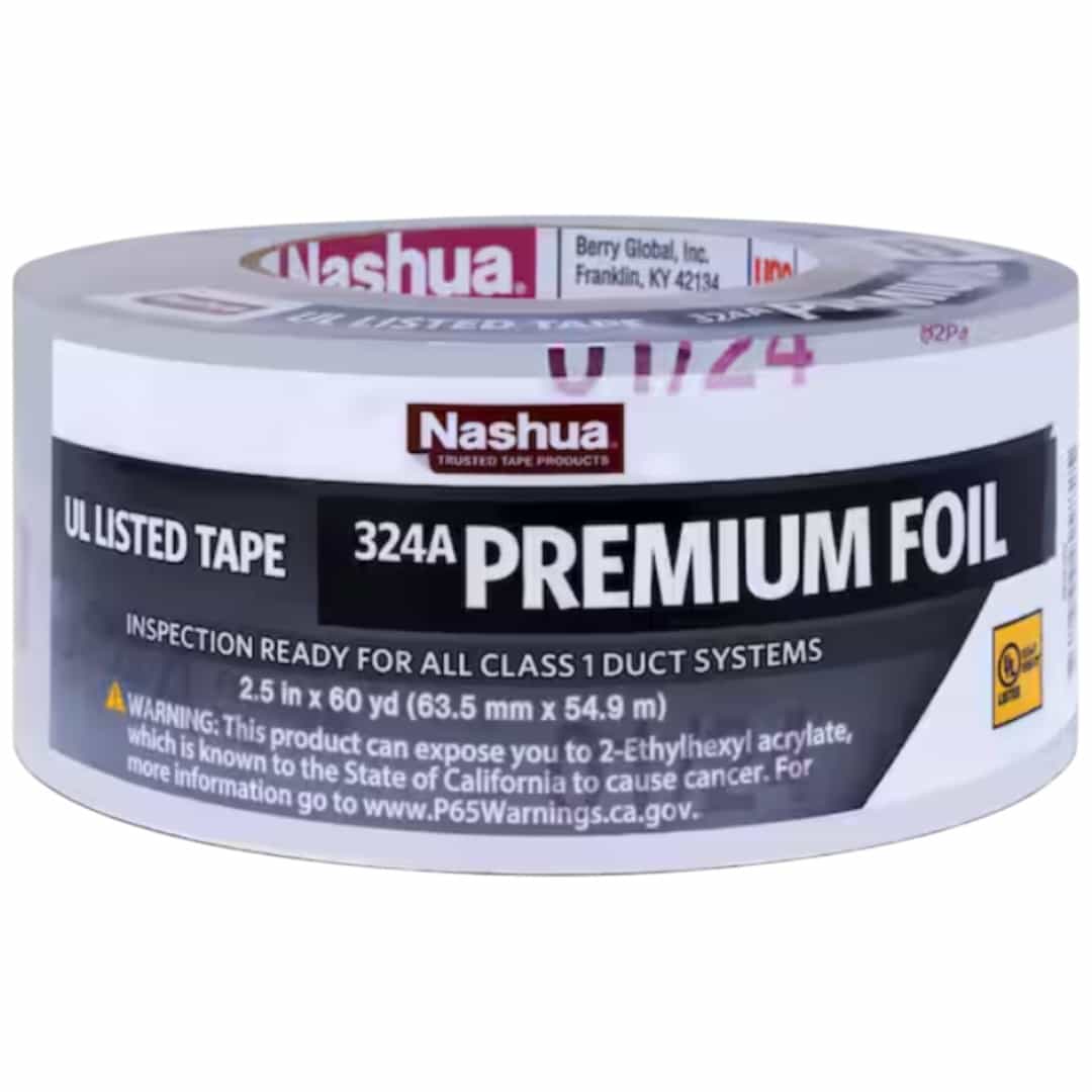 Nashua Tape 1542698 2.5 in. x 60 yd. 324A Premium Foil HVAC UL Listed Sealer Duct Tape