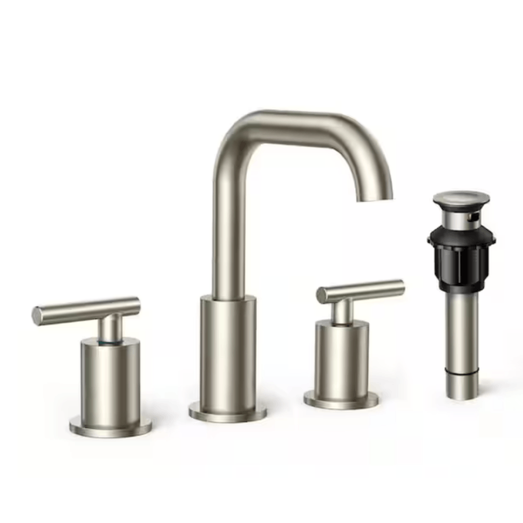 FORIOUS HH0301BN Two-Handles Widespread Brass Bathroom Faucet with Pop Up Drain Assembly Bathroom Sink Faucet with cUPC Water Supply