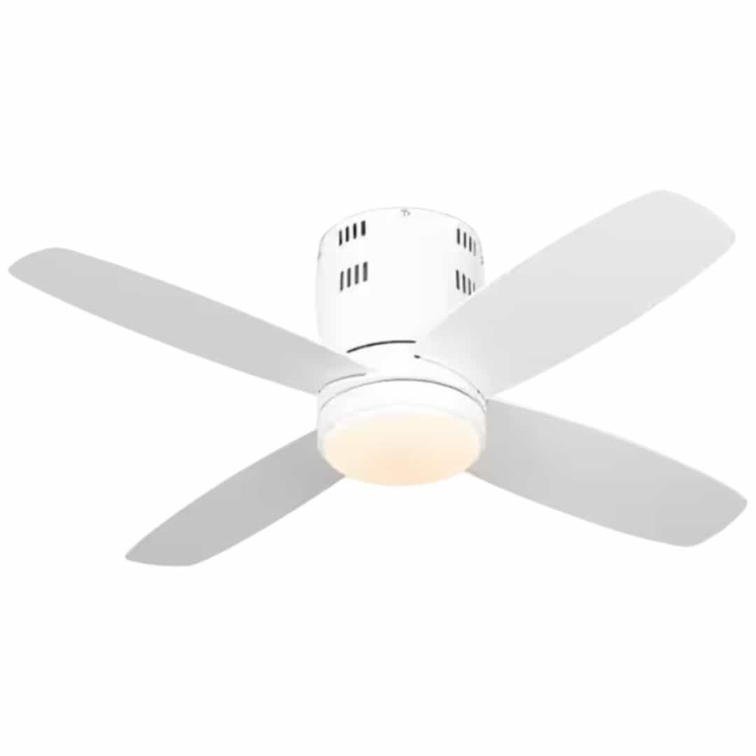 TOZING CFL-FS6886SY 36 in. Smart Indoor LED Dimmable White Propeller Low Profile Flush Mount Ceiling Fan with Light and Remote Control App