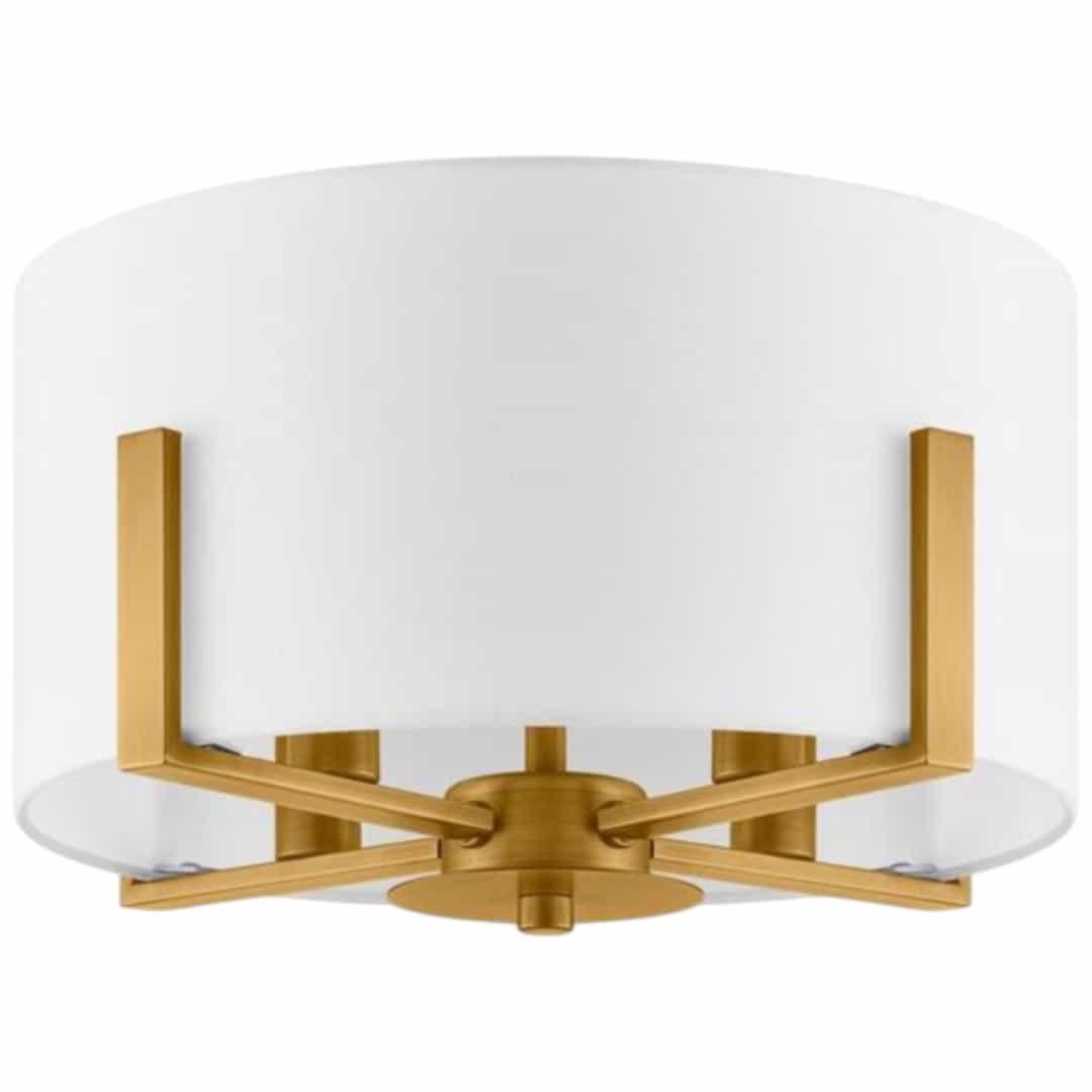 Home Decorators Collection HD-1537-4FAGB Manhattan 4-Light Aged Brass Semi Flush Mount with White Drum Shade