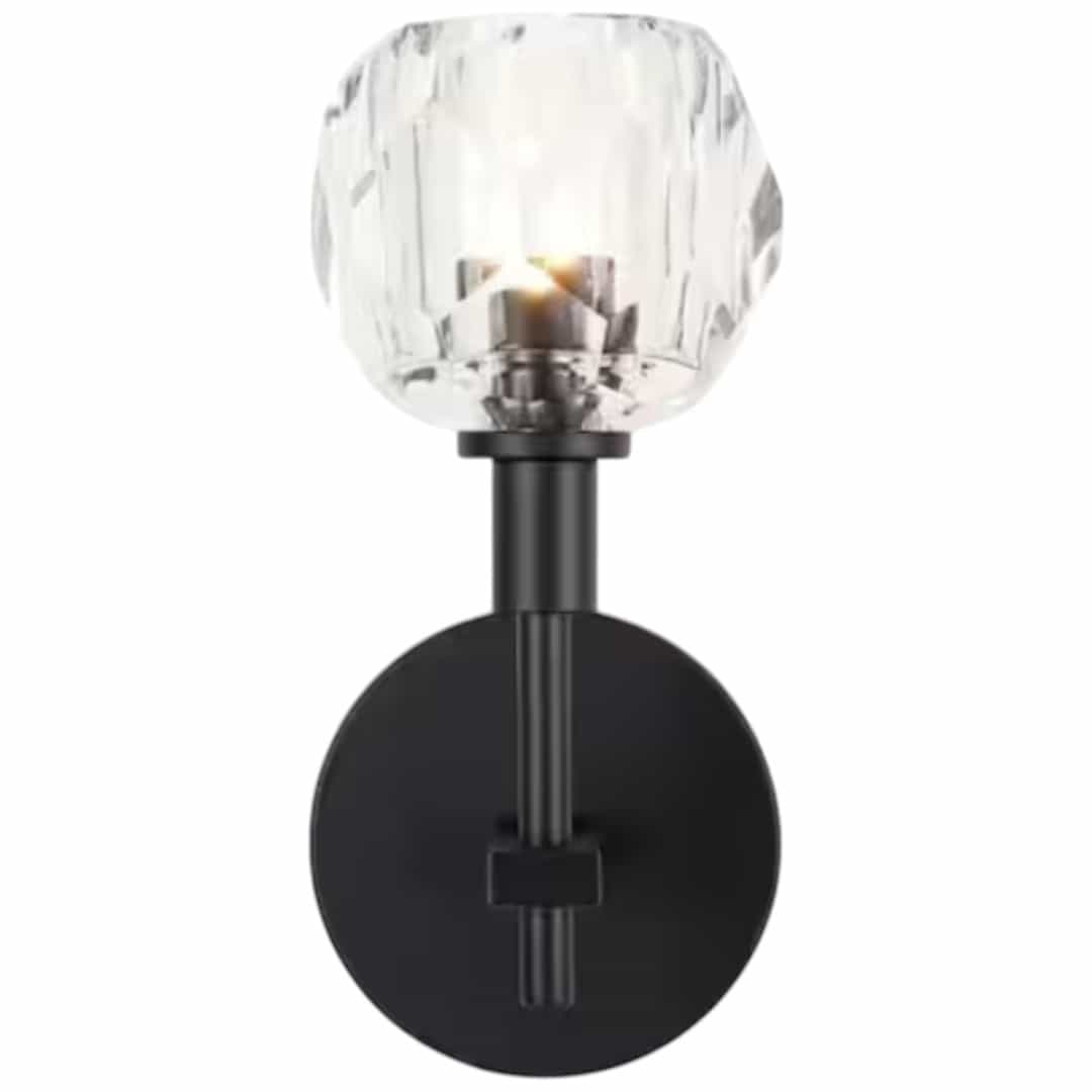 Alsy 24300-001 4.75 in. 1-Light Black Wall Sconce with Clear Captured Glass Shade
