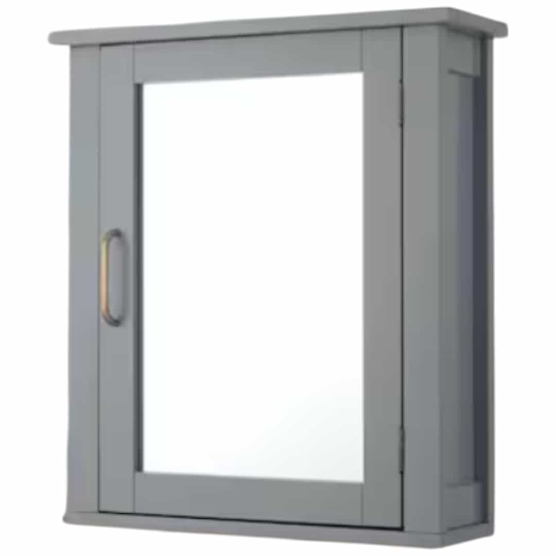 Teamson Home EHF-F0021 Mercer Mid Century Modern 18.11 in. W x 6 in. L x 20.62 in. H Wooden Wall Medicine Cabinet with Mirror in Gray