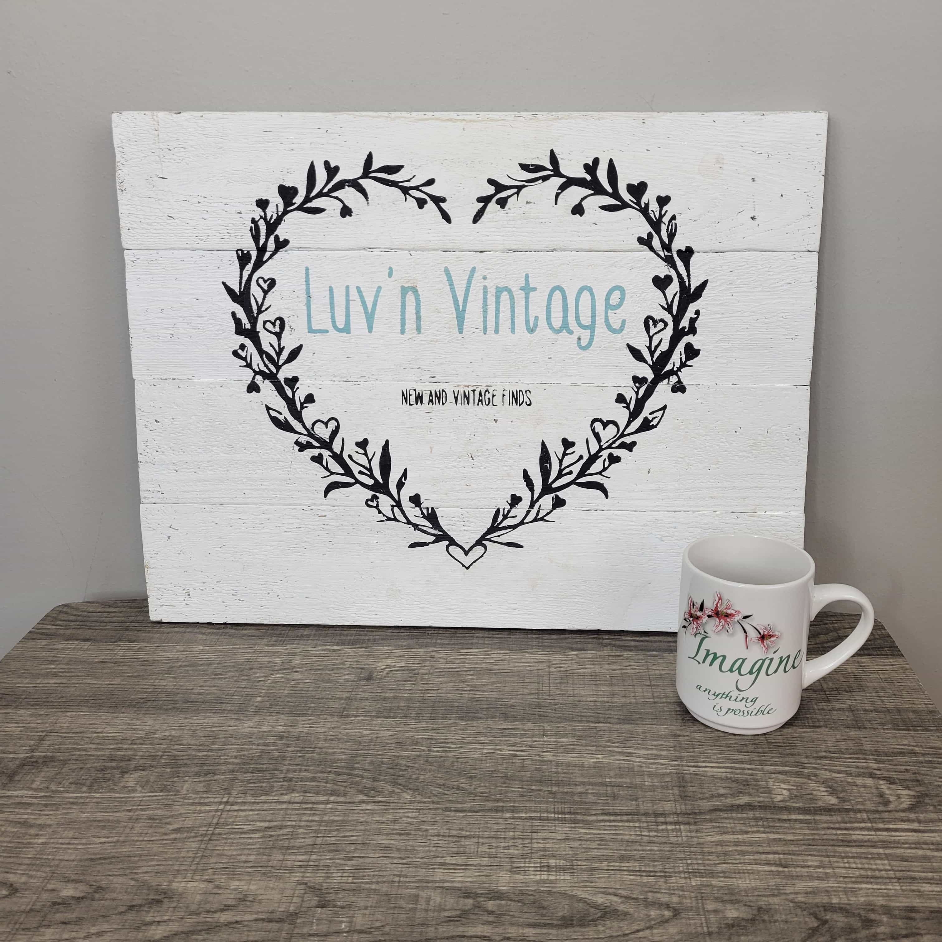 Bay Island White Ceramic Inspirational Mug Imagine Dream Floral Coffee Tea Cup