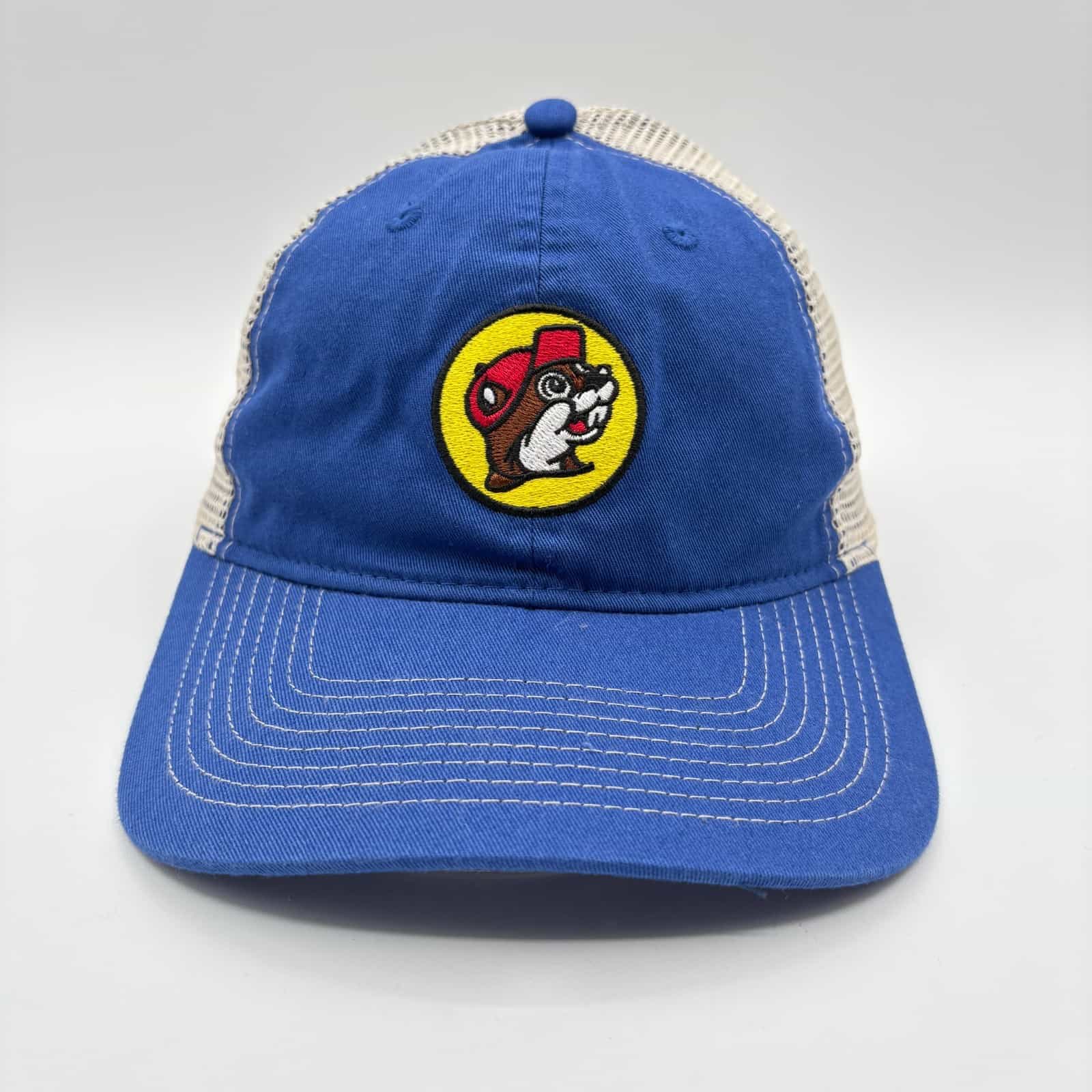 Buc-Ees Blue Embroidered Mesh Trucker Snapback Cap