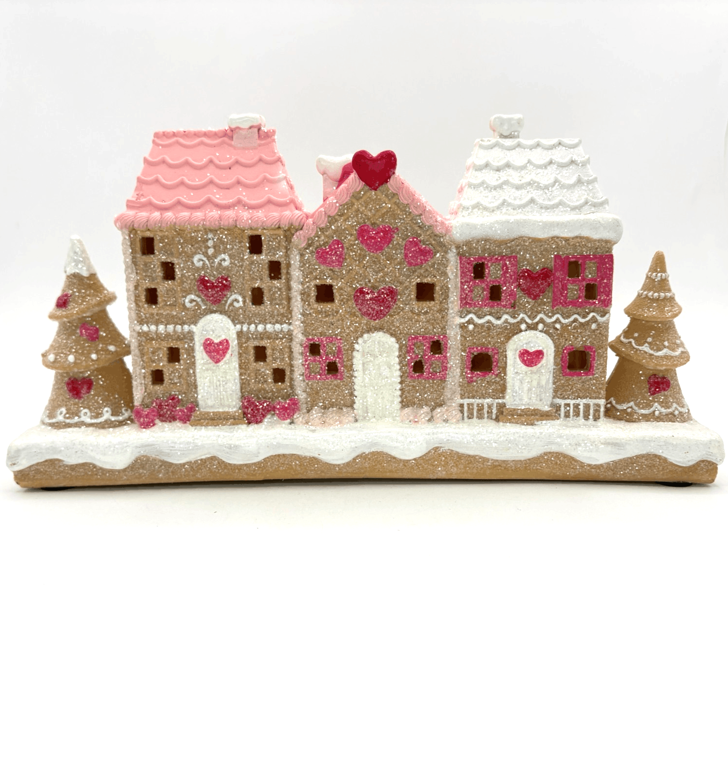 Cupcakes and Cashmere Valentines Frosted LED Lighted Gingerbread House - Tested