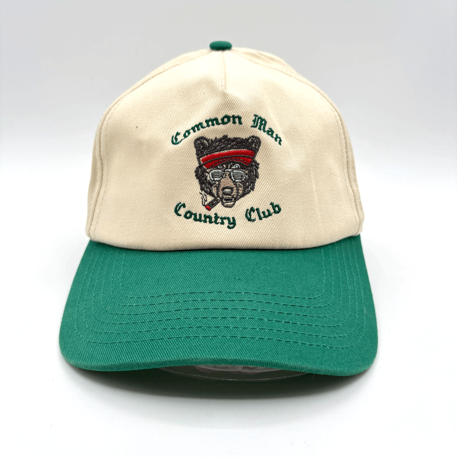 EUC Barstools Sports Common Man County Club Tan & Green Snapback Cap