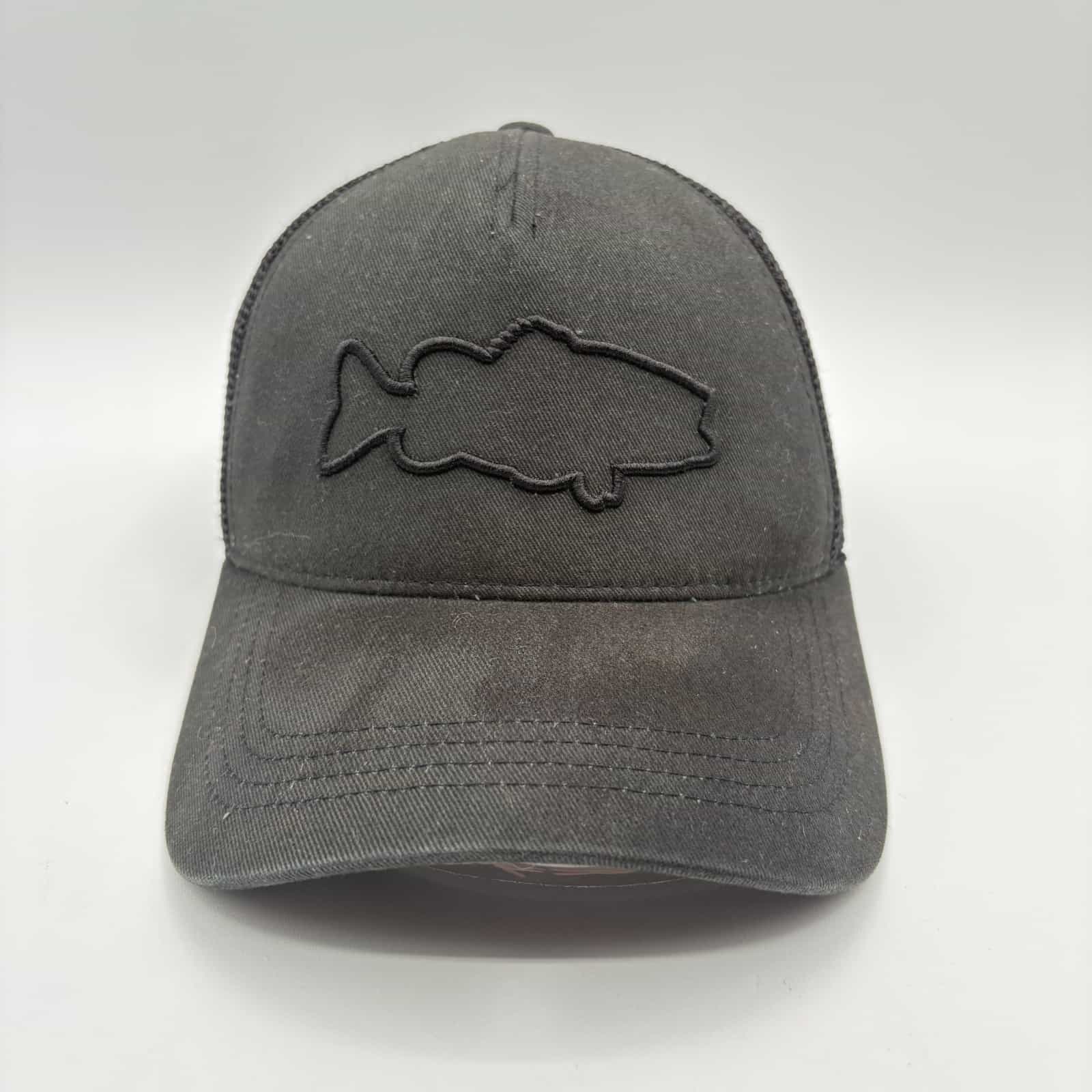 EUC Costa Black Embroidered Fish Mesh Trucker Snapback Cap