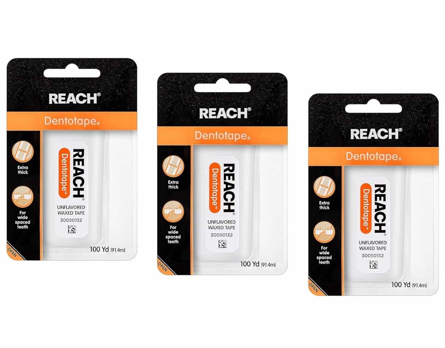 Lot of 3 New Sealed Reach Dentotape Waxed Flossing Tape