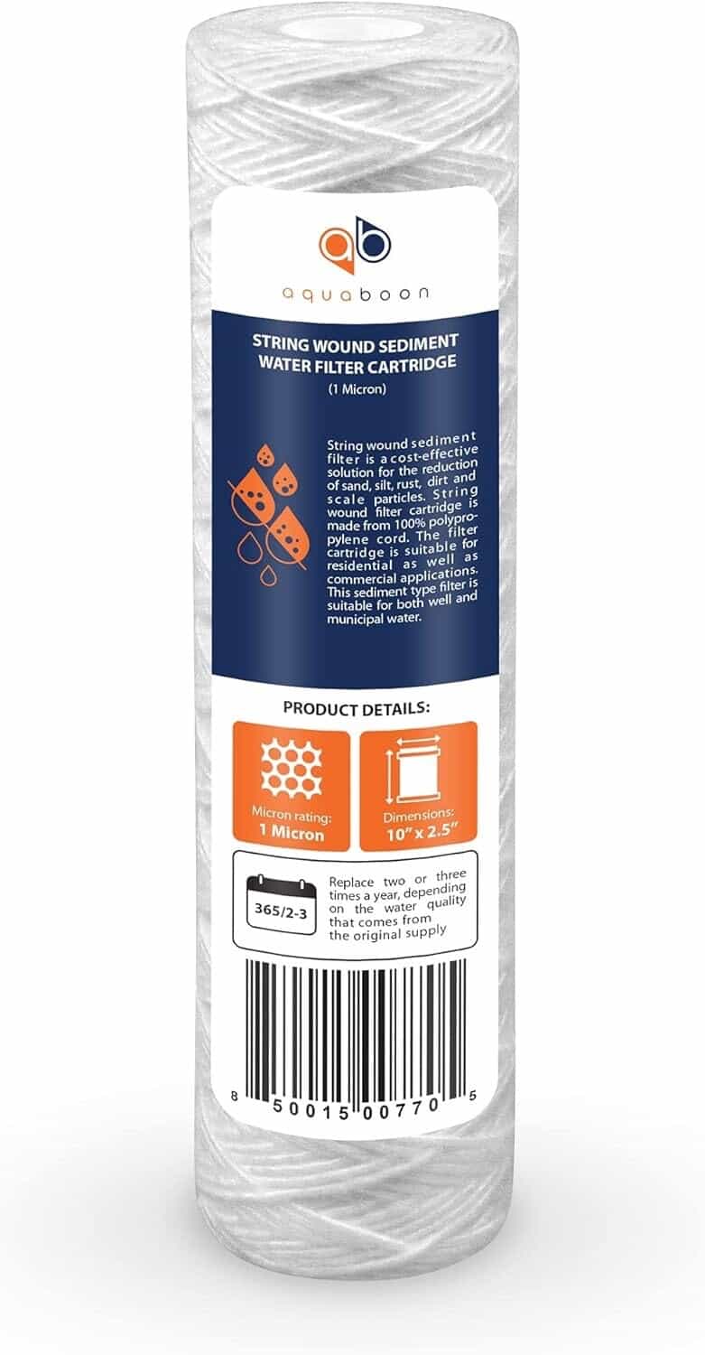 New 2 Pack of 1 Micron Wound String Sediment Water Filter Cartridges 10"x2.5"