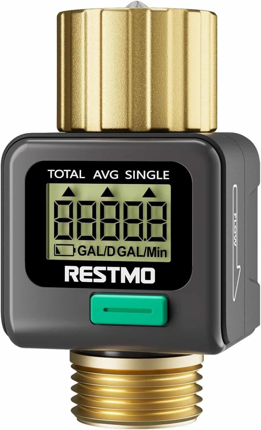 NIB Water Flow Meter with Brass Inlet/Outlet for Garden Hose, RV, Sprinkler Use