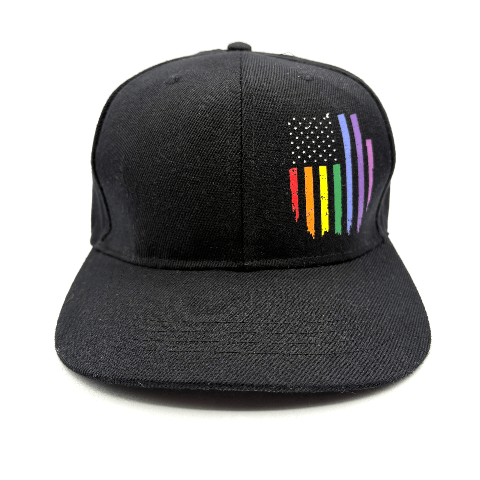 NWOT American Gay Pride Flag Black Snapback Cap