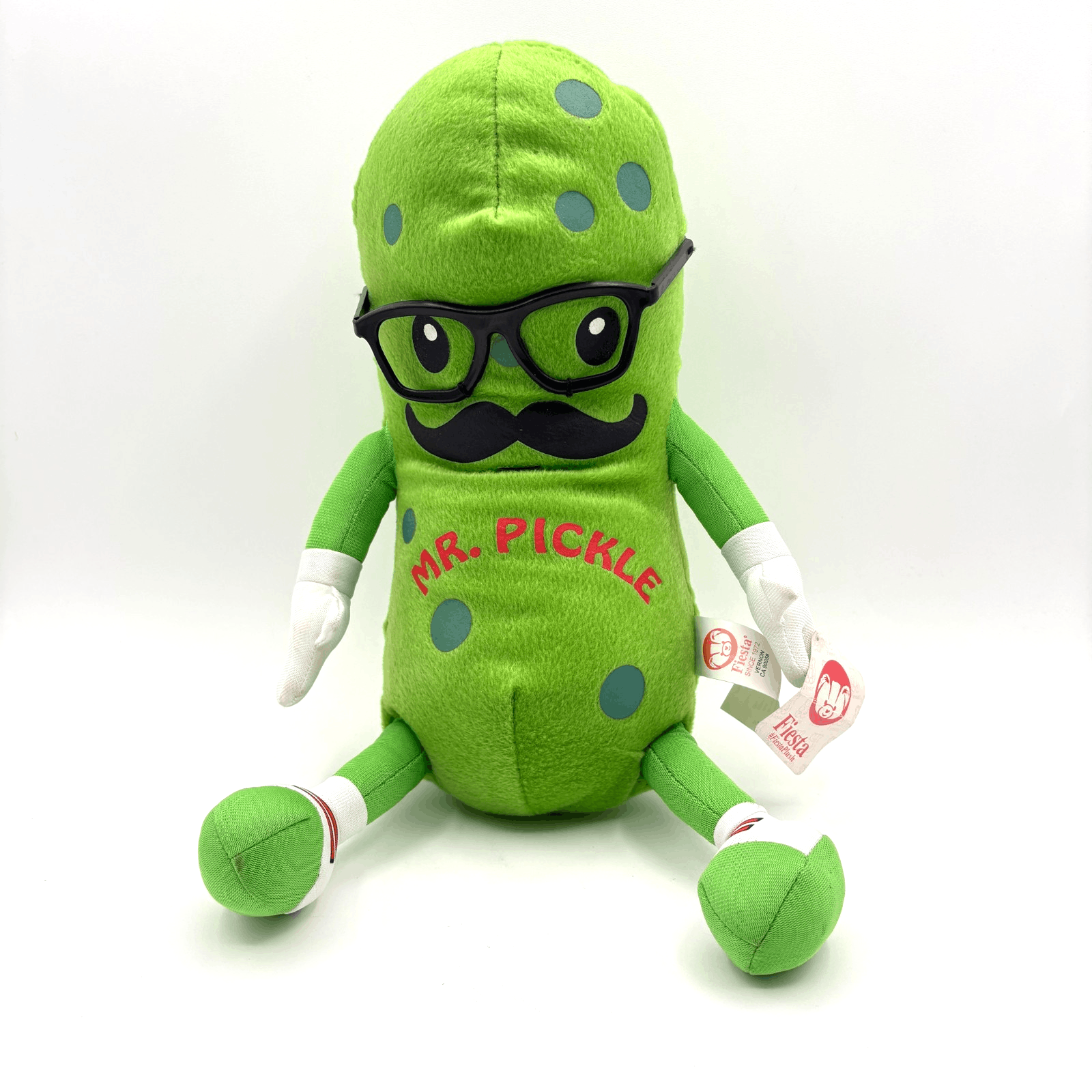 NWT 2021 Fiesta Toys Mr. Pickle Plush Mustache & Glasses 21” Green Plush