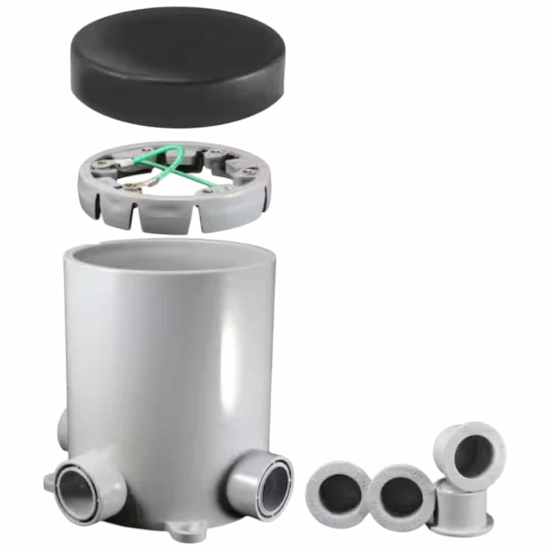 Cantex R5133758 Round Floor Box for Concrete with Two .75-in. Outlets and Two .5-in. Outlets