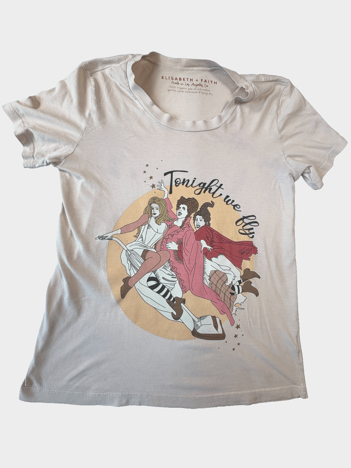Women's Elizabeth + Faith 'Tonight We Fly' Beige T-Shirt  Medium