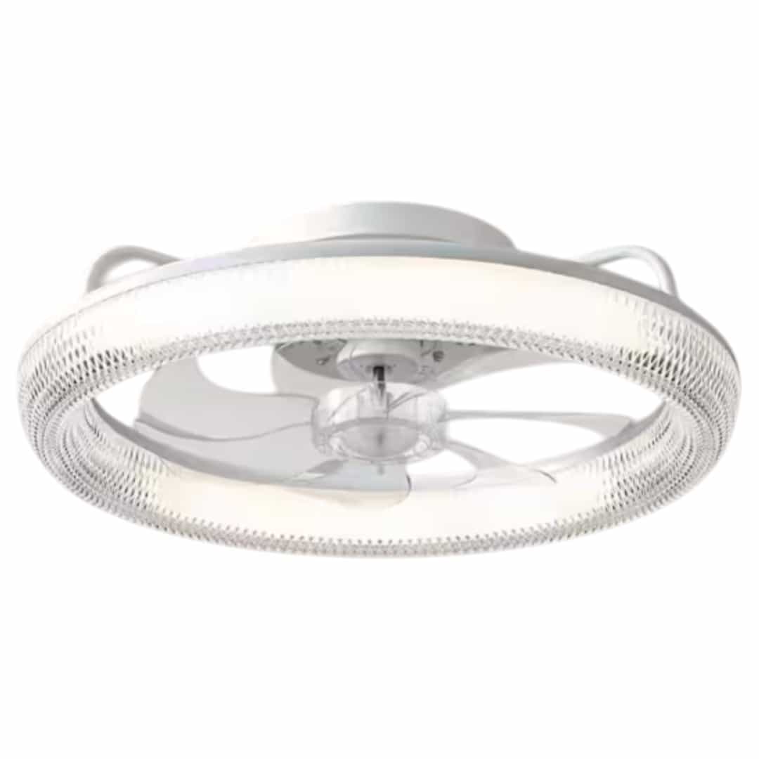 HD-CF-23 20 in. Indoor Modern White Low Profile Ceiling Fan with Dimmable LED Lighting Small Ceiling Fan with Remote for Bedroom
