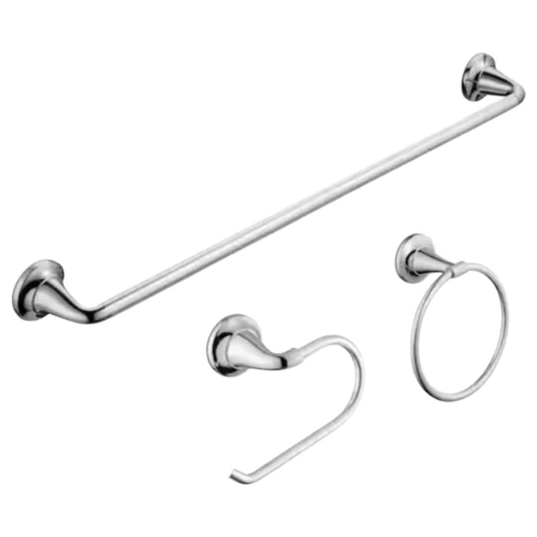 Glacier Bay 20118-8801 Constructor 3-piece Bath Hardware Set includes 24 in. Towel Bar, Towel Ring and TP Holder in Chrome