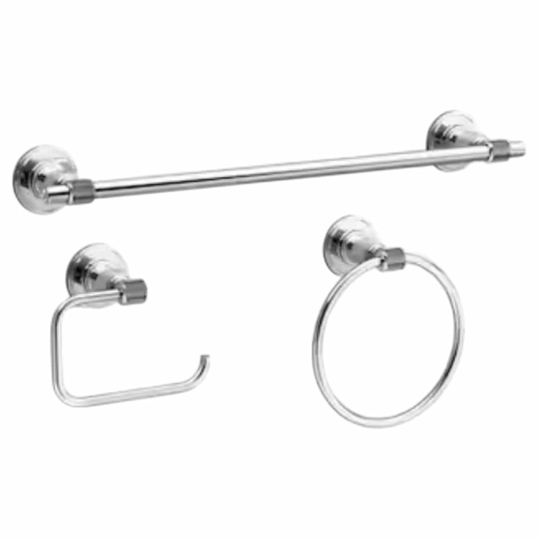 KOHLER R34772-CP Torrington 3-Piece Bath Hardware Set with Hand Towel Holder, Towel Bar, and Toilet Paper Holder in Polished Chrome