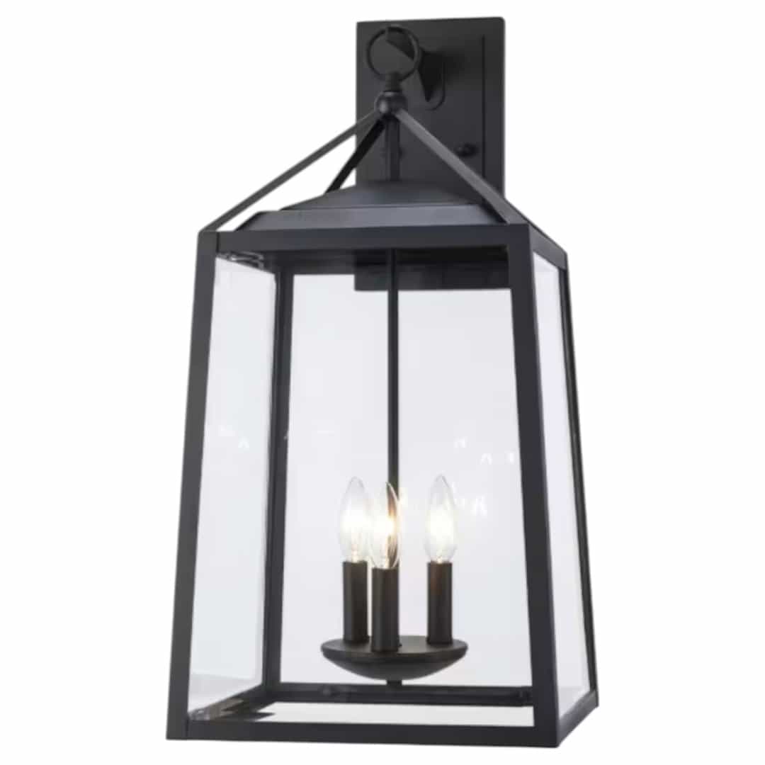Monteaux Lighting XL-19905 Blakeley 3-Light Black Extra Large Outdoor Wall Light Fixture with Clear Beveled Glass