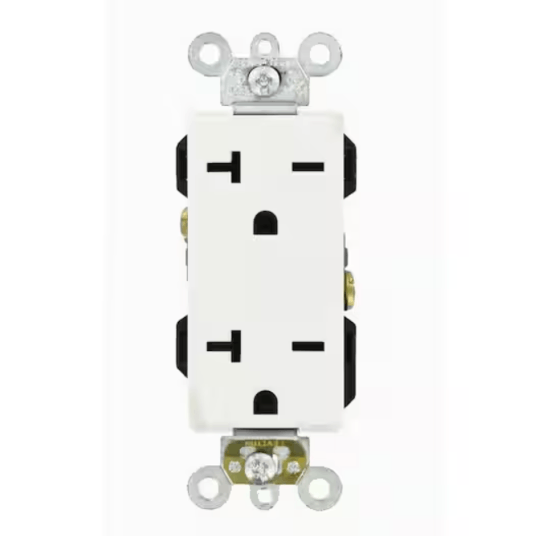 Leviton 16462-W Decora Plus 20 Amp 250 V NEMA 6-20R Duplex Outlet/Receptacle, White (1-Pack) 16462-W