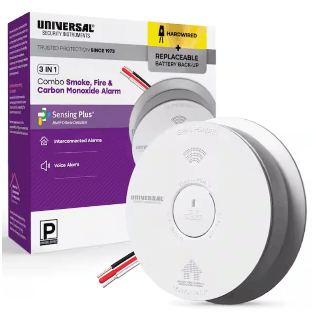 Universal Security Instruments USI/SMCO/HWREP Hardwired and 3-Year Replaceable Battery Backup Combination Smoke and Carbon Monoxide Detector w/ Voice Alarm