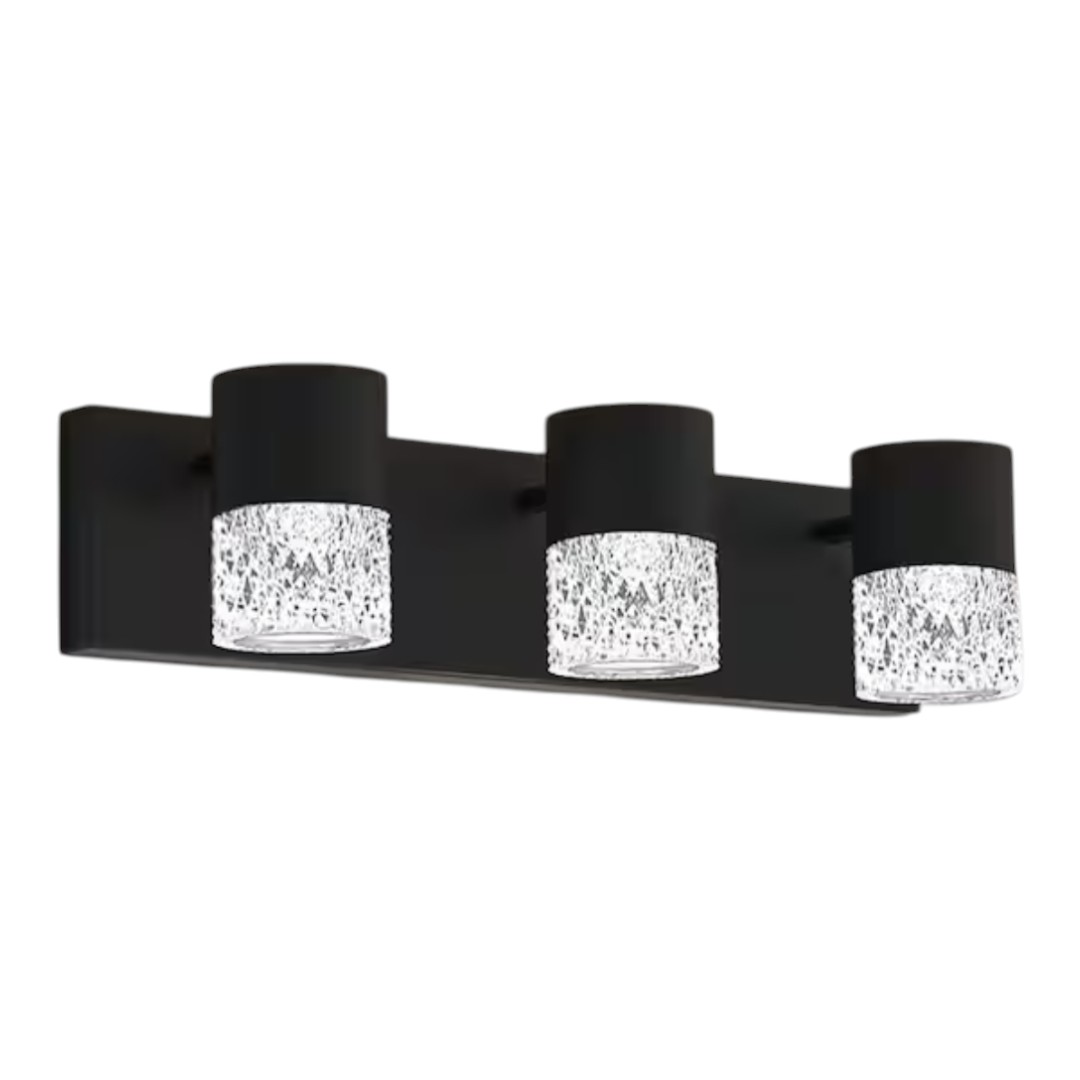 356772 19 in. Black 3-light Dimmable LED Vanity Light
