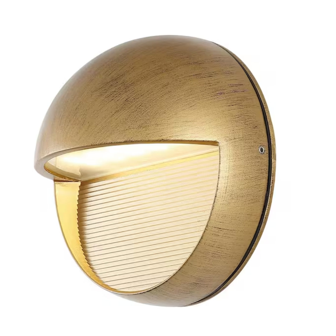 Jonathan Y JYL7441B Orbe 6.25 in. Outdoor Metal/Glass Hardwired Integrated LED Wall Sconce, Antique Gold
