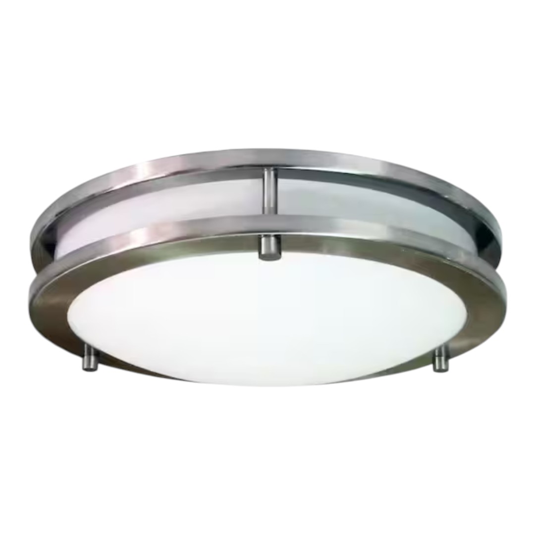 HomeSelects 6106 Saturn 3-Light Brushed Nickel Flush Mount
