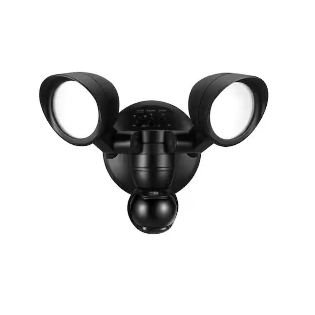 Defiant 17000558 MaxDetect 240° Black Motion Sensing Wired Outdoor 2-Head LED Security Flood Light 1400 Lumens DualBrite 2-Level Lighting