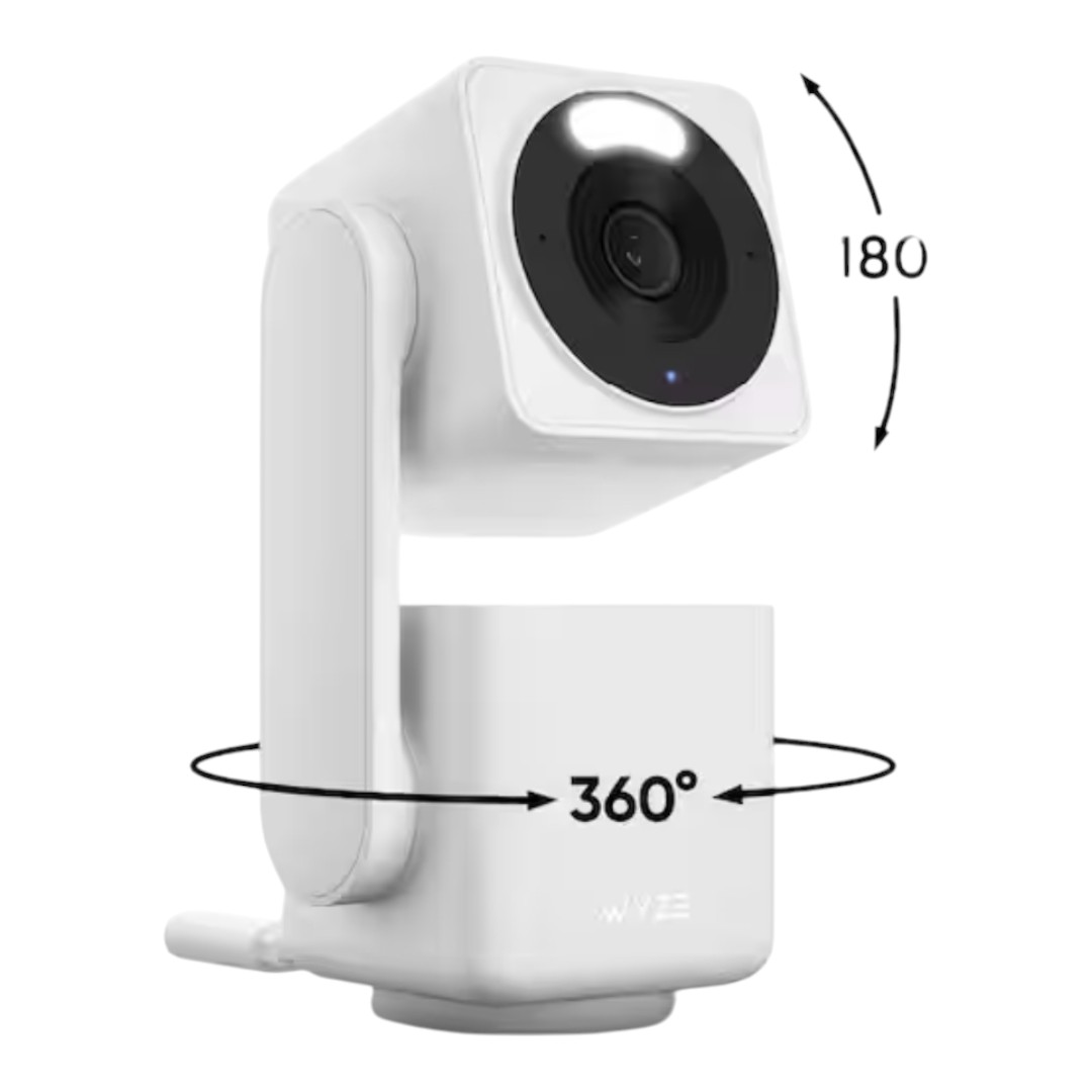 Wyze WYZECPAN4_WHOFL Cam Pan v4, 4K UHD Indoor/Outdoor, Plug-In, Pan/Tilt Security Camera with Color Night Vision, 2-Way Audio in White