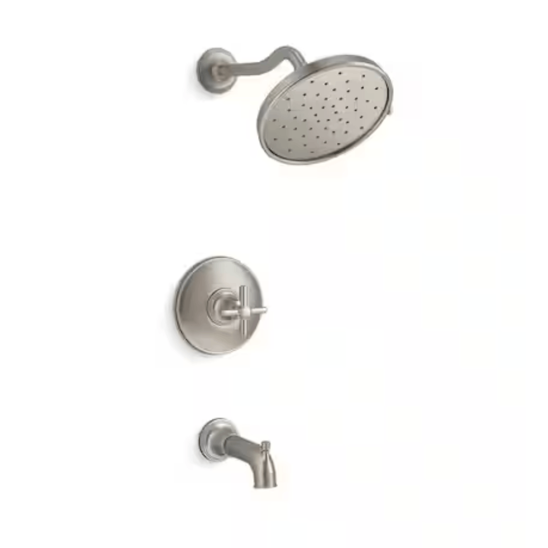 KOHLER R34529-3G-BN Paces Single Handle 3-Spray Tub and Shower Faucet 1.75 GPM in Vibrant Brushed Nickel (Valve Included)