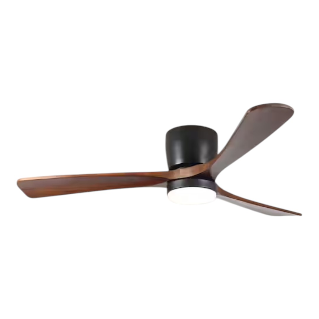 Modern Habitat CFL-1891-2020BL Blade Span 42 in. Indoor Black Modern Flush Mount Ceiling Fan with LED Light Bulbs with Remote Control