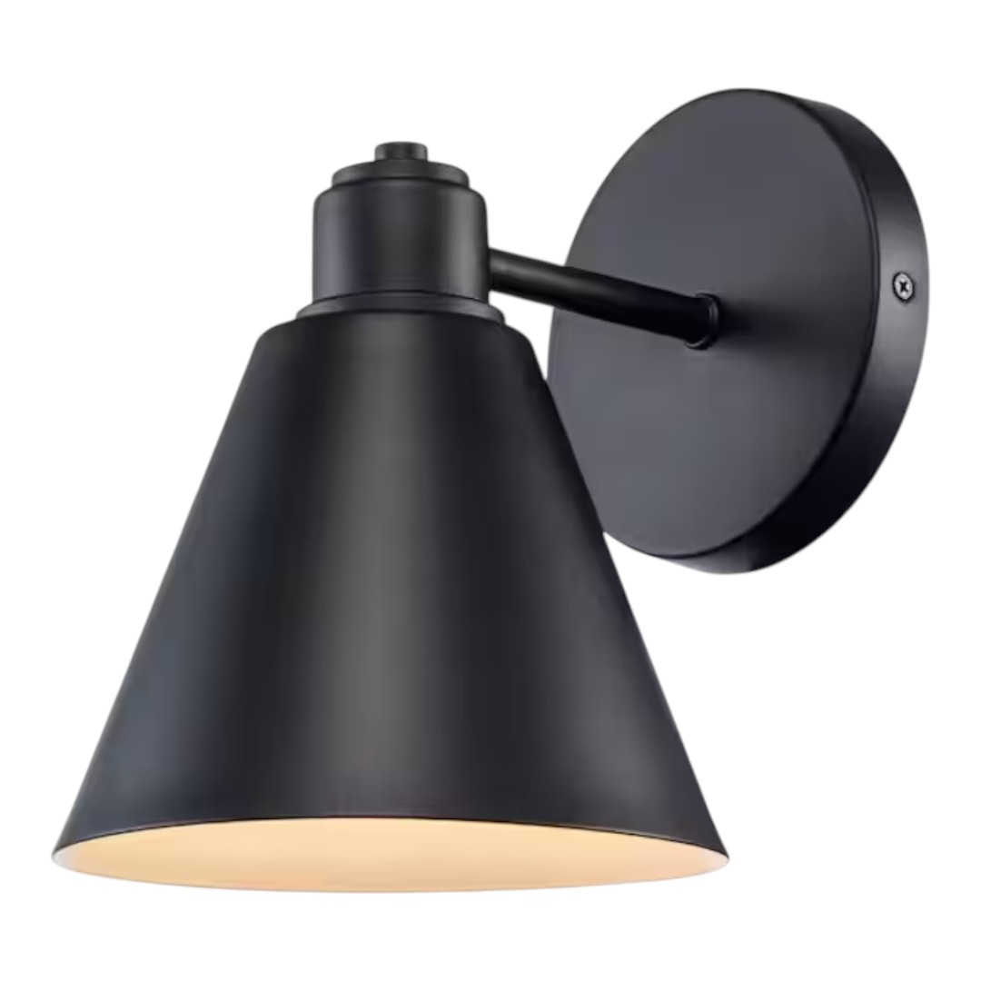 Bel Air Lighting 22591 BK Forge 1-Light Black Indoor Wall Sconce Light Fixture with Metal Cone Shade
