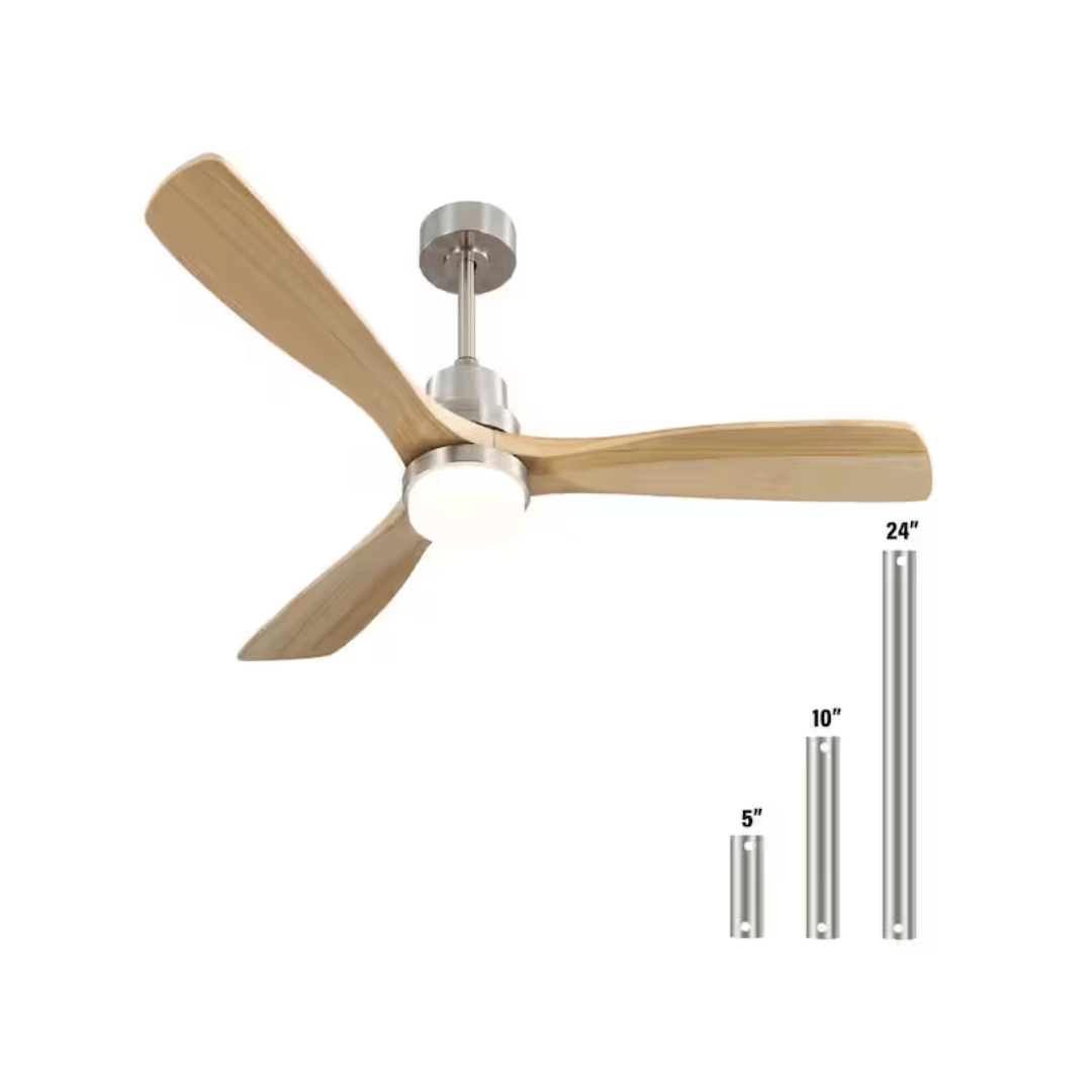 Sofucor KYL5247SNYM 52 in. Integrated LED Indoor/Outdoor Brushed Nickel Ceiling Fan with Light Kit and Remote Control