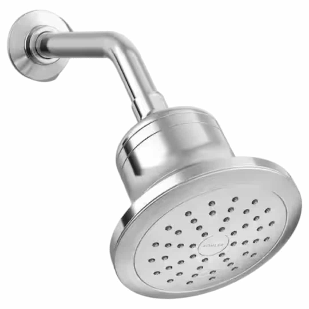 KOHLER 33631-Y-CP Cinq 1-Spray Patterns with 2.5 GPM 5.5 in. Wall Mount Fixed Shower Head with Filter in Polished Chrome