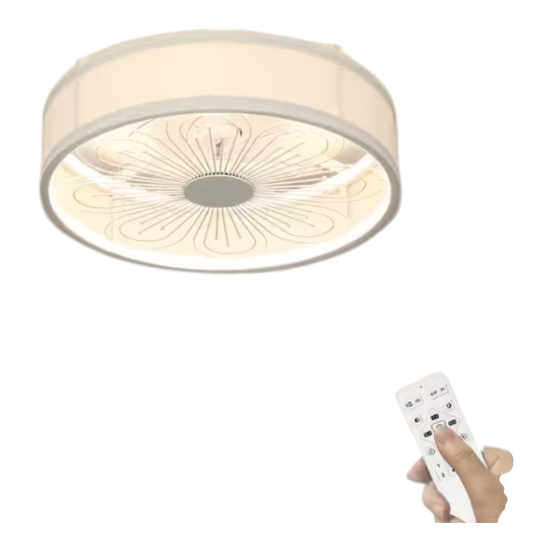 TOZING LED-2306 20 in. Smart Indoor White Low Profile Standard Flush Mount Ceiling Fan Light with Integrated LED with Remote for Bedroom