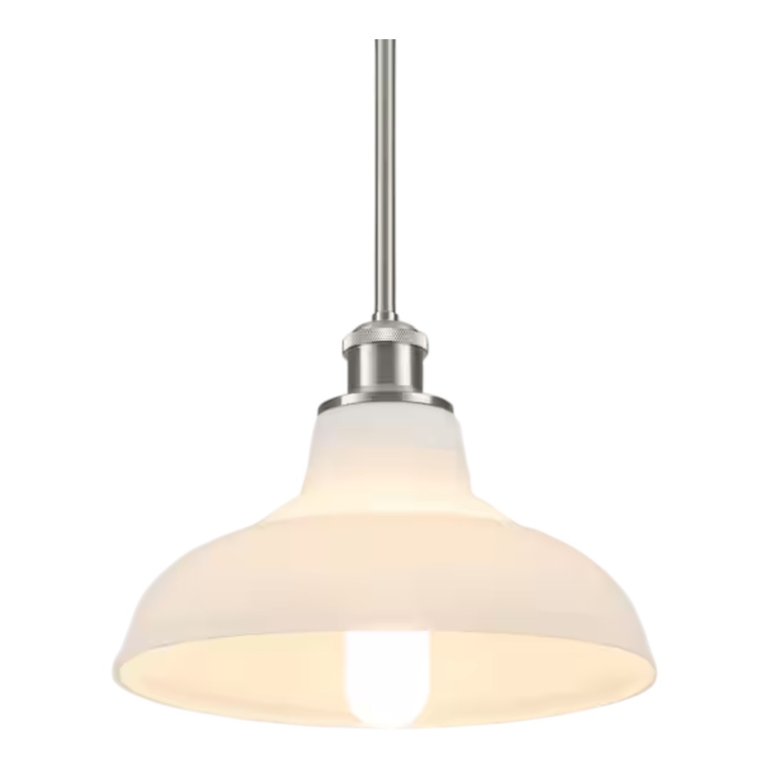 ETONIMERR HD1-ZJD00110-1-SN+MW 11 in. 1-Light Nickel Modern Rustic Bowl Pendant Light With Milky White Glass Shade(Bulbs Not Included)