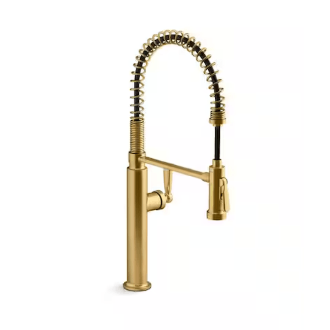 KOHLER 28360-2MB Edalyn By Studio McGee Semi-Professional Kitchen Sink Faucet With 2-Function Sprayhead in Vibrant Brushed Moderne Brass