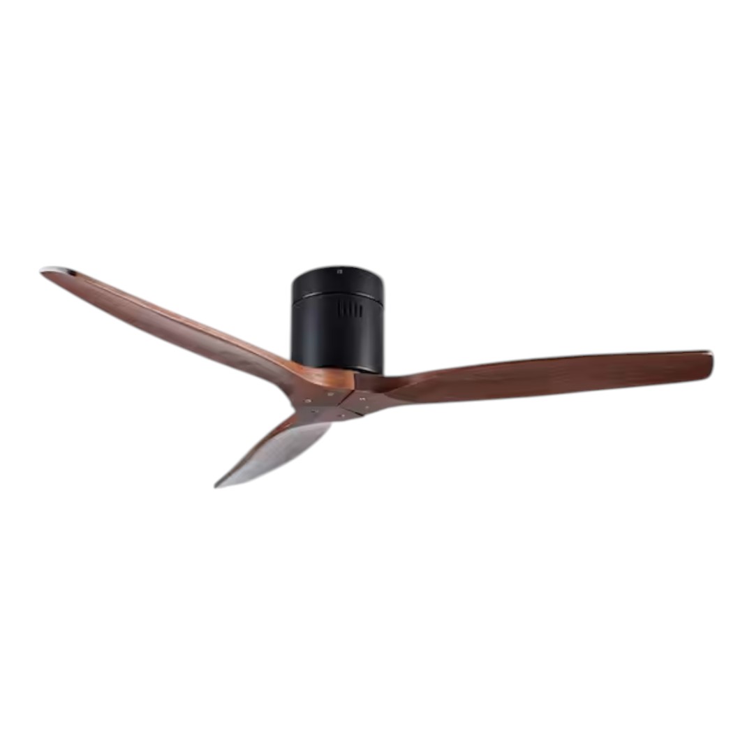 YUHAO YH1073NBR522 52 in. Low Profile Modern Farmhouse Solid Wood Ceiling Fan with 3 Blades, DC Reversible Motor without Light