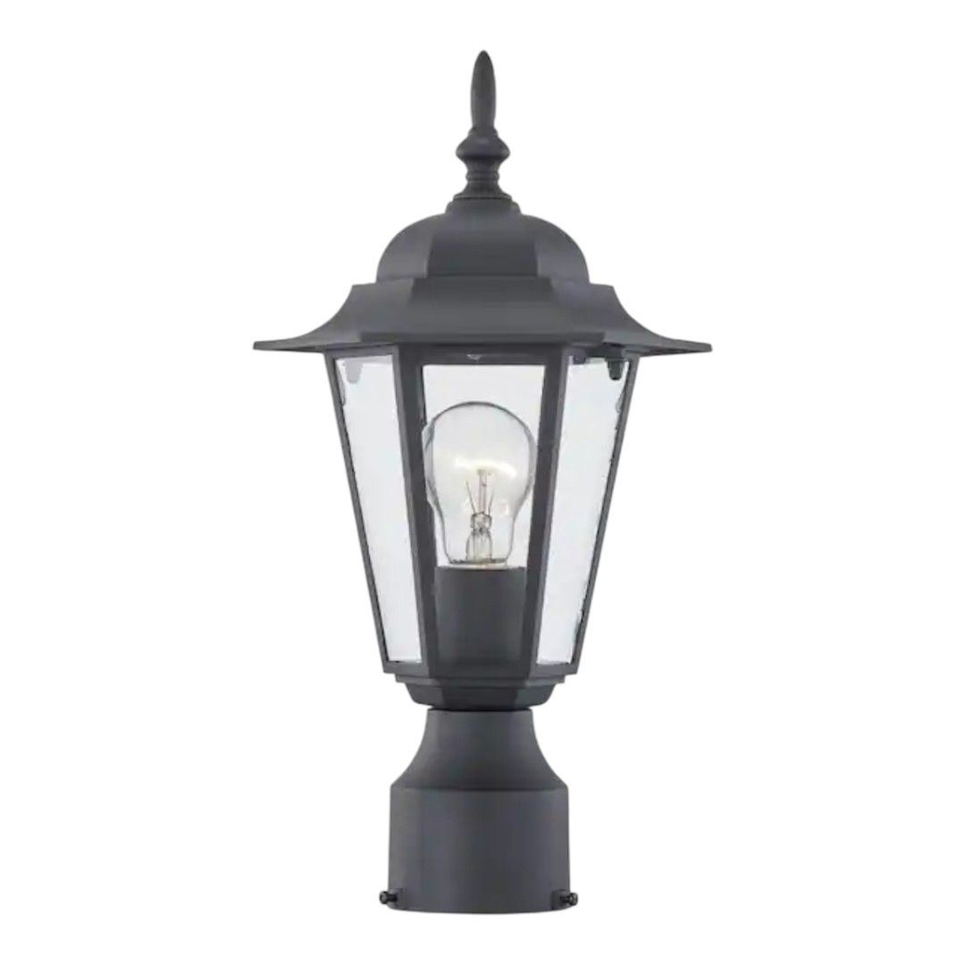 Uixe SSL-17401BK 1-light Textured Black Outdoor Post Light with Clear Glass
