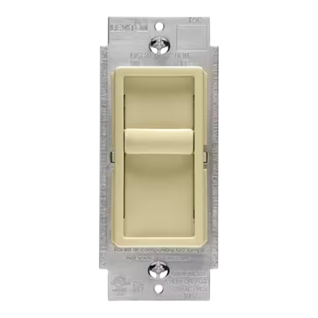 Leviton 6672-1LI SureSlide Dimmer Switch for Dimmable LED, Halogen and Incandescent Bulbs - Ivory 6672-1LI
