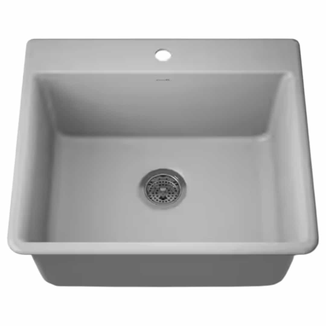 KOHLER K-RH28003-1-CM4 Kennon Neoroc Matte Grey Granite Composite 25 in. 1-Hole Single Bowl Drop-In Kitchen Sink